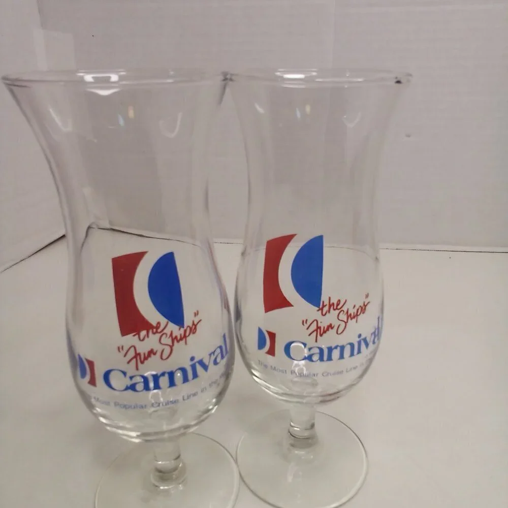 Vintage Carnival Cruise Line Cocktail Wine Glass Lot of 2 The Fun Ships 8